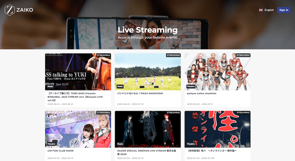 Zaiko live streaming events in Japan