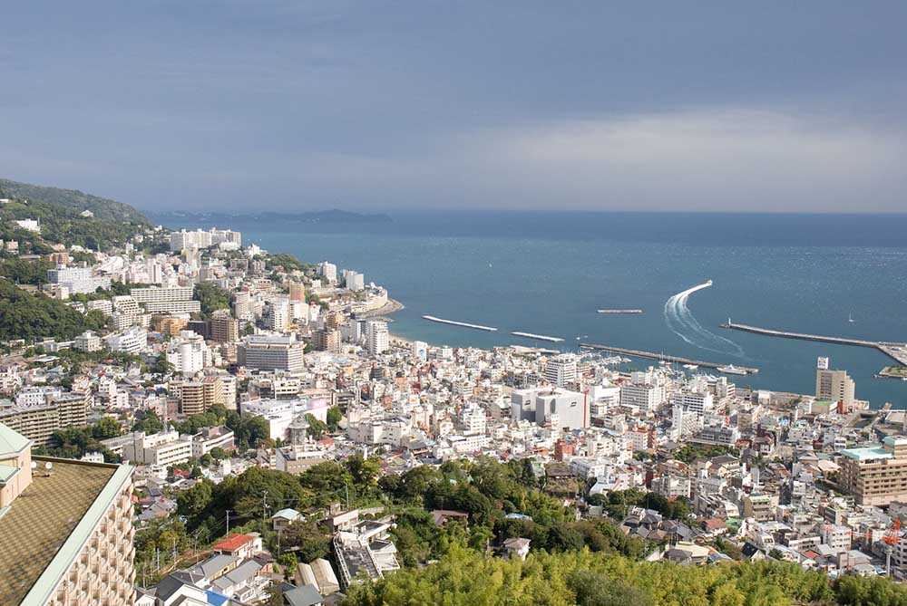 Atami is famous for its hot springs, beaches and green hills. 