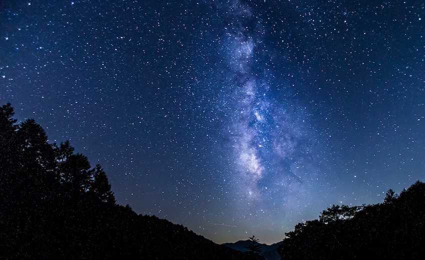 Night sky view from Star Village Achi in Nagano, Japan